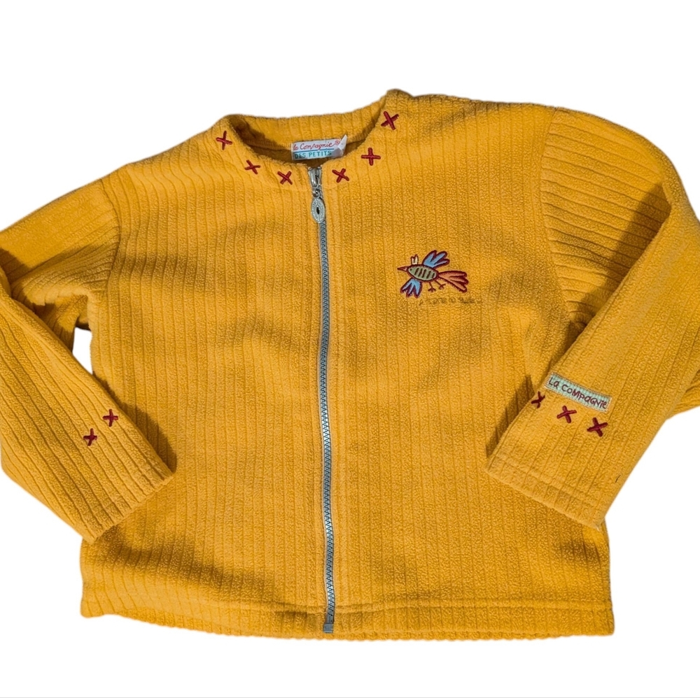 La Compagnie des Petits Kids‎ Yellow Ribbed Lightweight Fleece Jacket Size 6